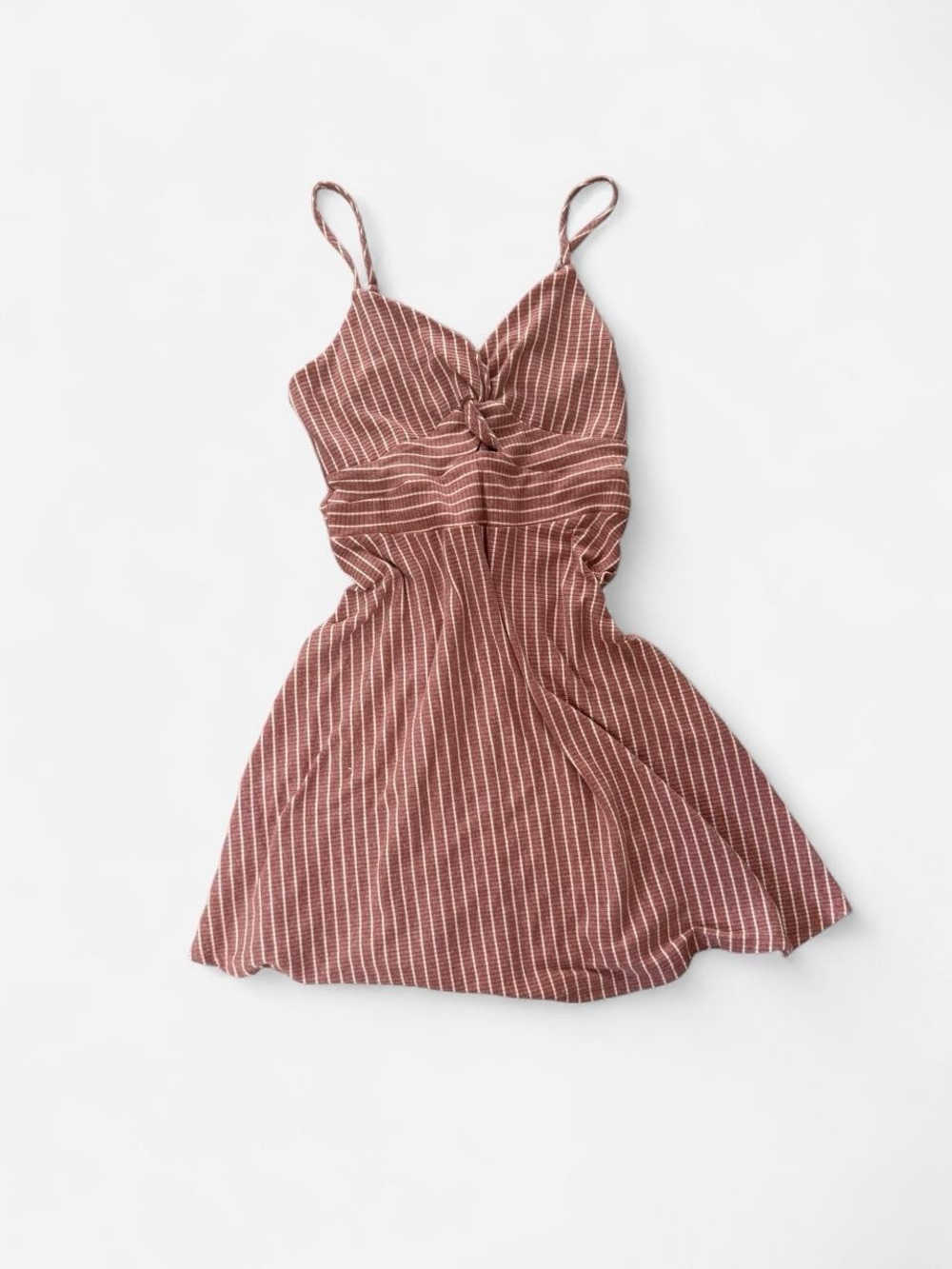 Crystal Doll Rust-Pink Striped Mini Dress
